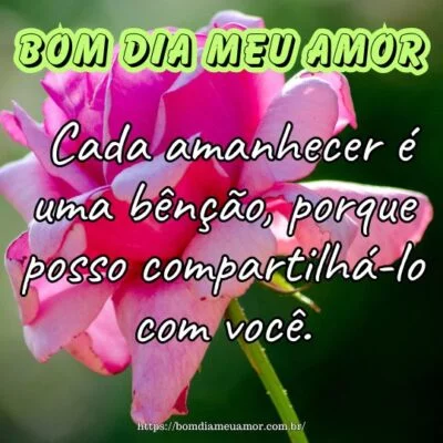 Bom dia meu amorzinho! Cada amanhecer é uma bênção, porque posso compartilhá-lo com você. Bom dia meu amorzinho! Cada amanhecer é uma bênção, porque posso compartilhá-lo com você.
