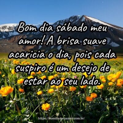 Bom dia sábado meu amor! A brisa suave acaricia o dia, pois cada suspiro é um desejo de estar ao seu lado. Bom dia sábado meu amor! A brisa suave acaricia o dia, pois cada suspiro é um desejo de estar ao seu lado.