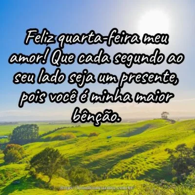Feliz quarta-feira meu amor! Que cada segundo ao seu lado seja um presente, pois você é minha maior bênção.