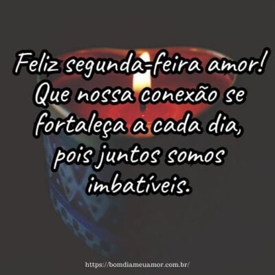 Feliz segunda-feira amor! Que nossa conexão se fortaleça a cada dia, pois juntos somos imbatíveis.