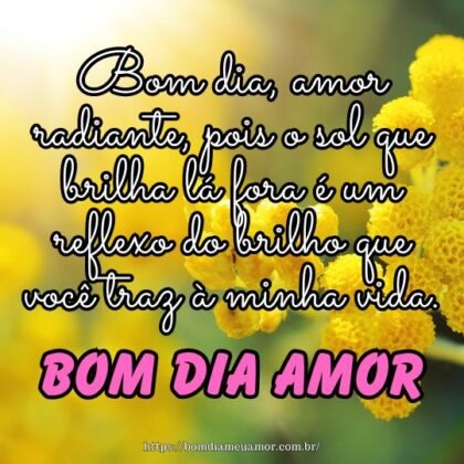 Bom dia, amor radiante, pois o sol que brilha lá fora é um reflexo do brilho que você traz à minha vida. Bom dia, amor radiante, pois o sol que brilha lá fora é um reflexo do brilho que você traz à minha vida.