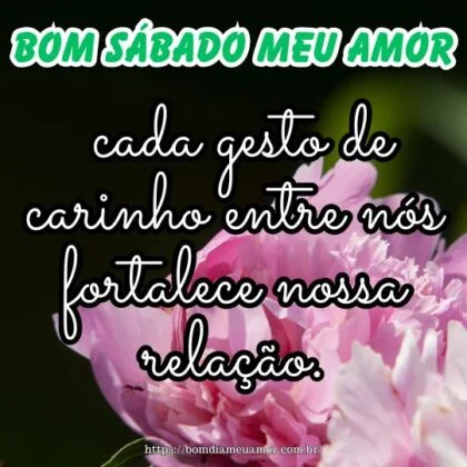 Bom sábado meu amor, pois cada gesto de carinho entre nós fortalece nossa relação. Bom sábado meu amor, pois cada gesto de carinho entre nós fortalece nossa relação.