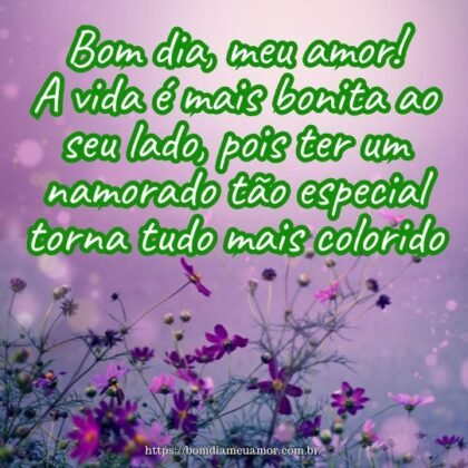 Bom dia, meu amor! A vida é mais bonita ao seu lado, pois ter um namorado tão especial torna tudo mais colorido. Bom dia, meu amor! A vida é mais bonita ao seu lado, pois ter um namorado tão especial torna tudo mais colorido.