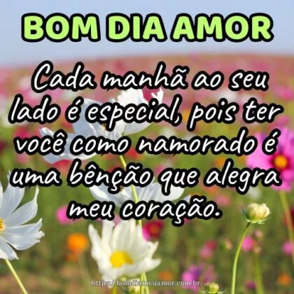 Bom dia meu amor! Cada manhã ao seu lado é especial, pois ter você como namorado é uma bênção que alegra meu coração.