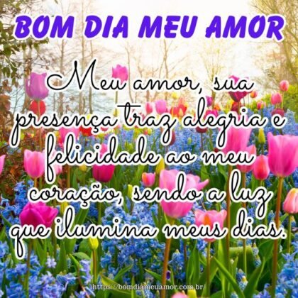 Meu amor, sua presença traz alegria e felicidade ao meu coração, sendo a luz que ilumina meus dias. Tenha um Bom dia! Meu amor, sua presença traz alegria e felicidade ao meu coração, sendo a luz que ilumina meus dias. Tenha um Bom dia!