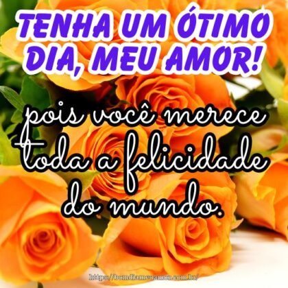 Que seu dia seja maravilhoso, meu amor, pois você merece toda a felicidade do mundo. Que seu dia seja maravilhoso, meu amor, pois você merece toda a felicidade do mundo.