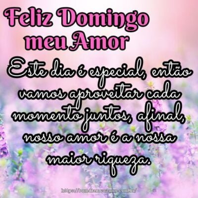 Feliz domingo meu amor! Este dia é especial, então vamos aproveitar cada momento juntos, afinal, nosso amor é a nossa maior riqueza. Feliz domingo meu amor! Este dia é especial, então vamos aproveitar cada momento juntos, afinal, nosso amor é a nossa maior riqueza.