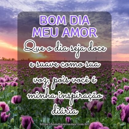 Bom dia meu amor! Que o dia seja doce e suave como sua voz, pois você é minha inspiração diária. Bom dia meu amor! Que o dia seja doce e suave como sua voz, pois você é minha inspiração diária.
