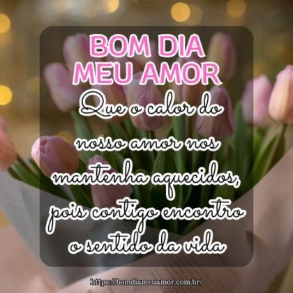 Bom dia amor! Que o calor do nosso amor nos mantenha aquecidos, pois contigo encontro o sentido da vida. Bom dia amor! Que o calor do nosso amor nos mantenha aquecidos, pois contigo encontro o sentido da vida.