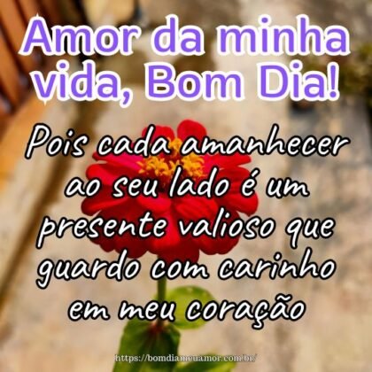 Amor da minha vida, bom dia! Pois cada amanhecer ao seu lado é um presente valioso que guardo com carinho em meu coração. Amor da minha vida, bom dia! Pois cada amanhecer ao seu lado é um presente valioso que guardo com carinho em meu coração.