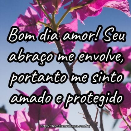 Bom dia amor! Seu abraço me envolve, portanto me sinto amado e protegido. Bom dia amor! Seu abraço me envolve, portanto me sinto amado e protegido.