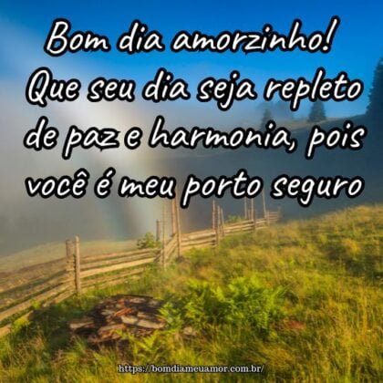 Bom dia amorzinho! Que seu dia seja repleto de paz e harmonia, pois você é meu porto seguro. Bom dia amorzinho! Que seu dia seja repleto de paz e harmonia, pois você é meu porto seguro.