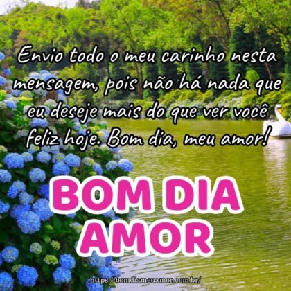 Envio todo o meu carinho nesta mensagem, pois não há nada que eu deseje mais do que ver você feliz hoje. Bom dia, meu amor! Envio todo o meu carinho nesta mensagem, pois não há nada que eu deseje mais do que ver você feliz hoje. Bom dia, meu amor!
