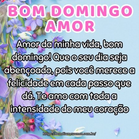 Amor da minha vida, bom domingo! Que o seu dia seja abençoado, pois você merece a felicidade em cada passo que dá. Te amo com toda a intensidade do meu coração. Amor da minha vida, bom domingo! Que o seu dia seja abençoado, pois você merece a felicidade em cada passo que dá. Te amo com toda a intensidade do meu coração.