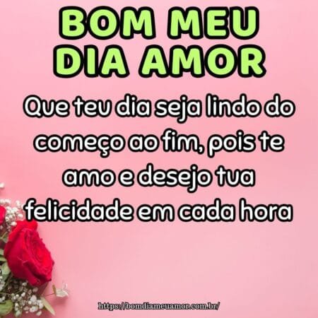 Que teu dia seja lindo do começo ao fim, pois te amo e desejo tua felicidade em cada hora. Que teu dia seja lindo do começo ao fim, pois te amo e desejo tua felicidade em cada hora.