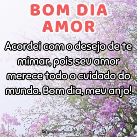 Acordei com o desejo de te mimar, pois seu amor merece todo o cuidado do mundo. Bom dia, meu anjo! Acordei com o desejo de te mimar, pois seu amor merece todo o cuidado do mundo. Bom dia, meu anjo!