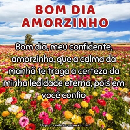 Bom dia, meu confidente, amorzinho, que a calma da manhã te traga a certeza da minha lealdade eterna, pois em você confio. Bom dia, meu confidente, amorzinho, que a calma da manhã te traga a certeza da minha lealdade eterna, pois em você confio.