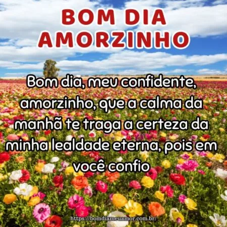 Bom dia, meu confidente, amorzinho, que a calma da manhã te traga a certeza da minha lealdade eterna, pois em você confio.