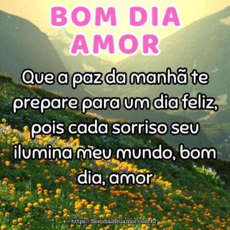 Que a paz da manhã te prepare para um dia feliz, pois cada sorriso seu ilumina meu mundo, bom dia, amor. Que a paz da manhã te prepare para um dia feliz, pois cada sorriso seu ilumina meu mundo, bom dia, amor.