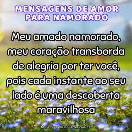 Meu amado namorado, meu coração transborda de alegria por ter você, pois cada instante ao seu lado é uma descoberta maravilhosa.