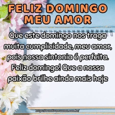 Que este domingo nos traga muita cumplicidade, meu amor, pois nossa sintonia é perfeita. Feliz domingo! Que a nossa paixão brilhe ainda mais hoje. Que este domingo nos traga muita cumplicidade, meu amor, pois nossa sintonia é perfeita. Feliz domingo! Que a nossa paixão brilhe ainda mais hoje.