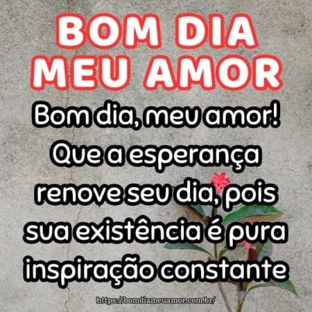 Bom dia, meu amor! Que a esperança renove seu dia, pois sua existência é pura inspiração constante. Bom dia, meu amor! Que a esperança renove seu dia, pois sua existência é pura inspiração constante.