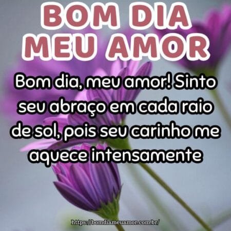 Bom dia, meu amor! Sinto seu abraço em cada raio de sol, pois seu carinho me aquece intensamente. Bom dia, meu amor! Sinto seu abraço em cada raio de sol, pois seu carinho me aquece intensamente.