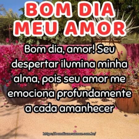 Bom dia, amor! Seu despertar ilumina minha alma, pois seu amor me emociona profundamente a cada amanhecer. Bom dia, amor! Seu despertar ilumina minha alma, pois seu amor me emociona profundamente a cada amanhecer.